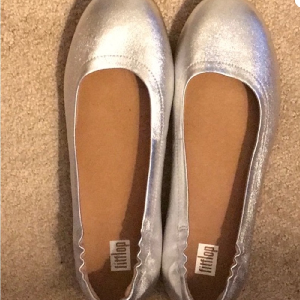 Fitflop Metallic Silver Ballet Flats